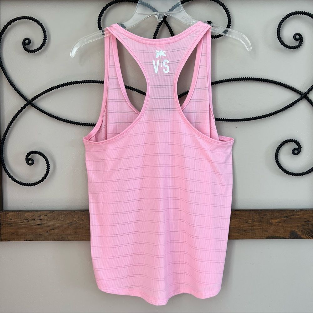 Victoria’s Secret Petal Pink Silver Stipe Racerback Athleisure Yoga Tank Size M - Picture 5 of 13